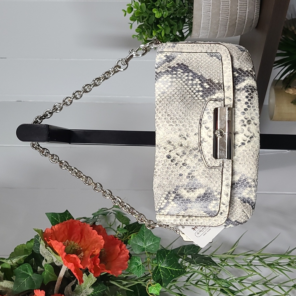 Coach Kristin Embossed Python Leather Wristlet -NWT - Picture 5 of 10